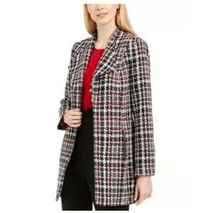 🎁Calvin Klein Petite Tweed Plaid Topper Jacket
